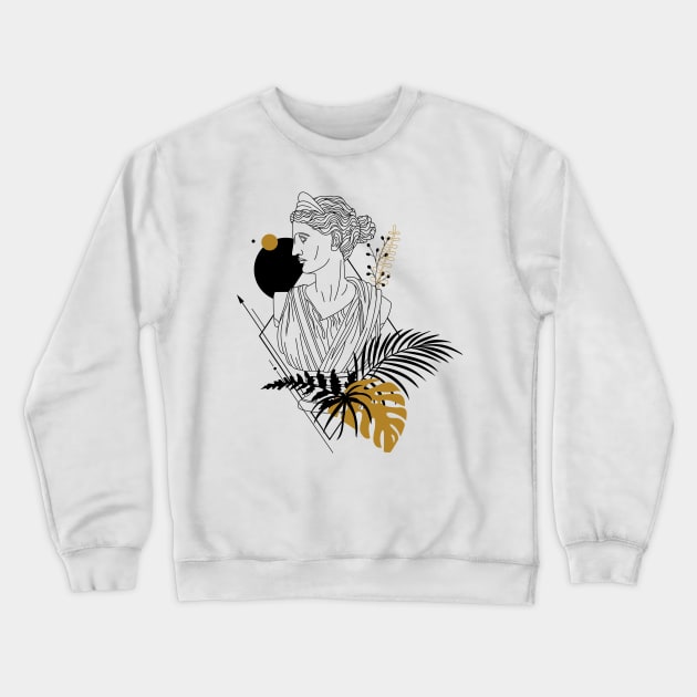 Artemis Greek goddess of the hunt, the wilderness, wild animals, the Moon, and chastity Crewneck Sweatshirt by Wisdom-art